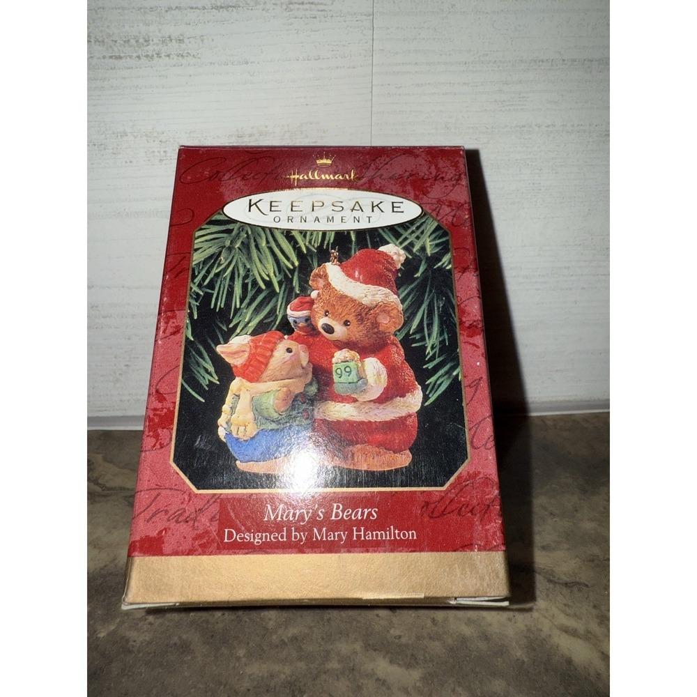 1999 Hallmark‎ Keepsake CHRISTMAS Ornament Mary's Bears BUNNY BEAR Holiday Box